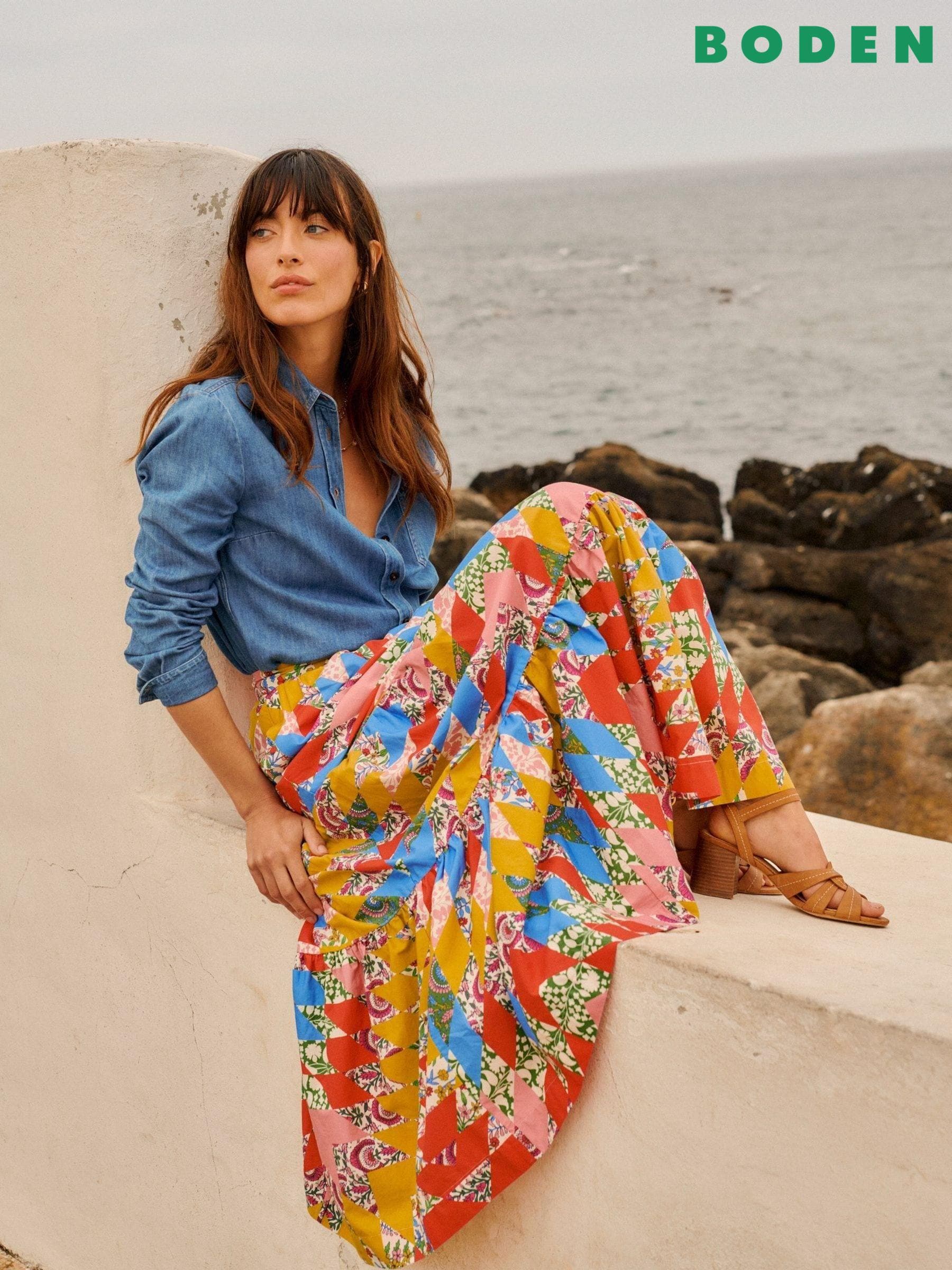 Yellow pleated skirt cotton deals