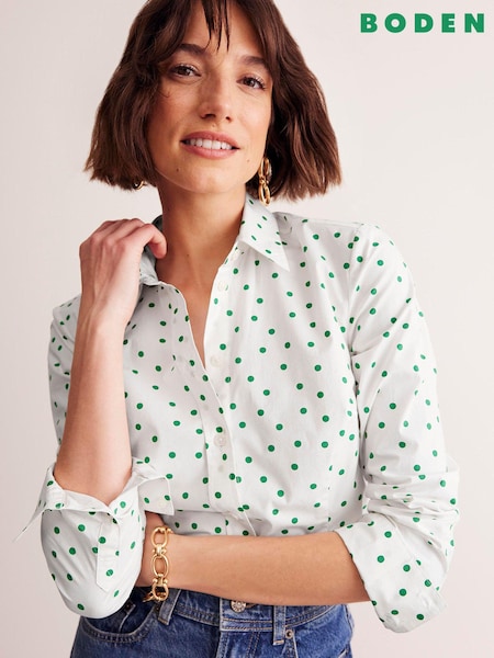 Boden Cream Saskia Stretch Cotton Shirt (E85574) | €41.50