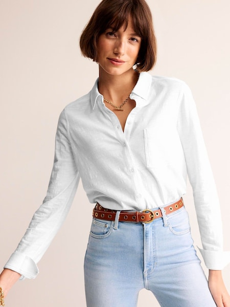 Boden White Amelia Jersey 100% Cotton Shirt (E85609) | 166 QAR