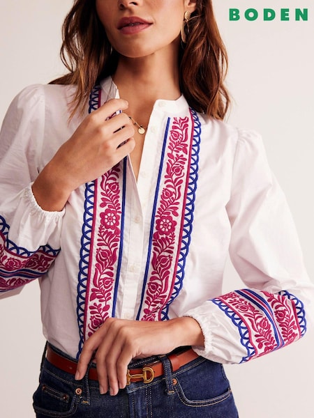 Boden Embroidery Interest 100% Cotton Top (E85616) | 514 LEI