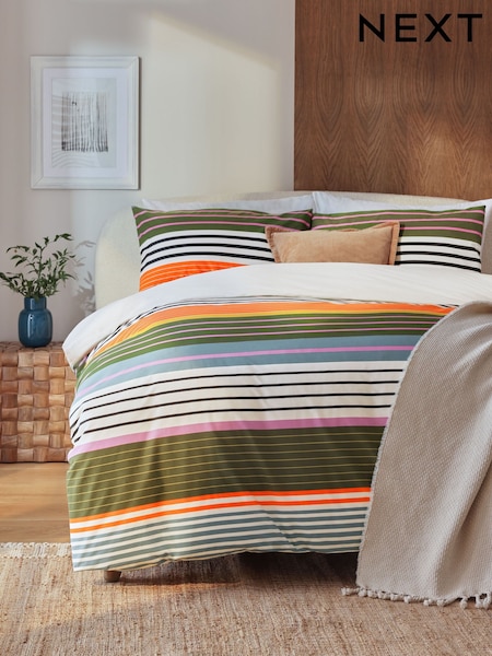 Multi Stripe Duvet Cover and Pillowcase Set (E85648) | €18 - €39