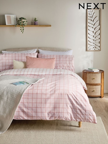 Reversible Check Duvet Cover and Pillowcase Set (E85649) | €16 - €34
