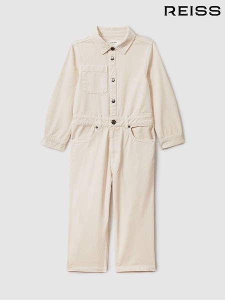 Reiss Ecru Aubrey 13-14 yrs Denim Wide Leg Jumpsuit (E85662) | LEI 619