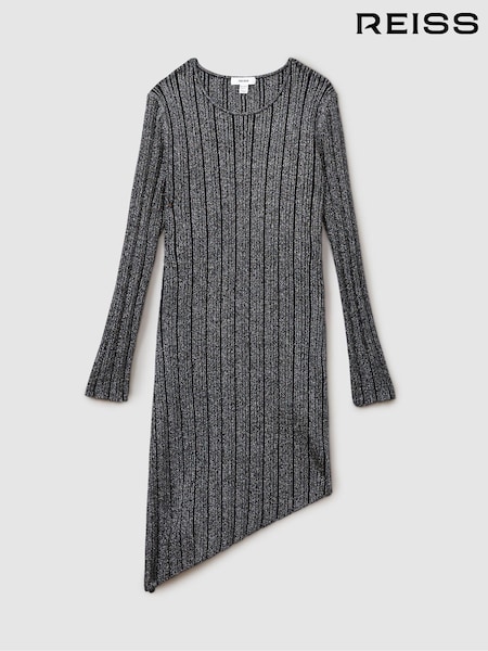 Reiss Jayden Metallic Ribbed Asymmetric Dress (E85666) | 120 €