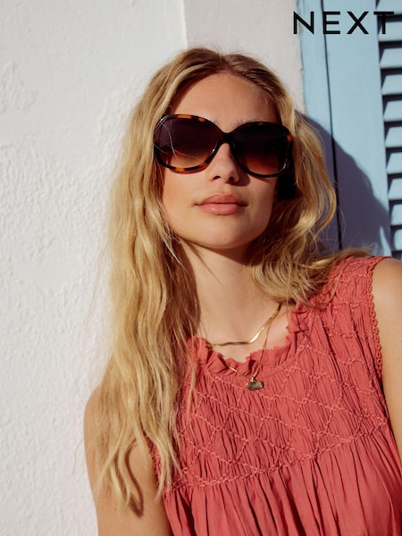 Sköldpaddsskal Brun - Acetate Wrap Sunglasses (E85744) | kr490
