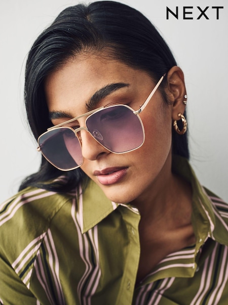 Blassrosa - Aviator Style Sunglasses (E85746) | CHF 22