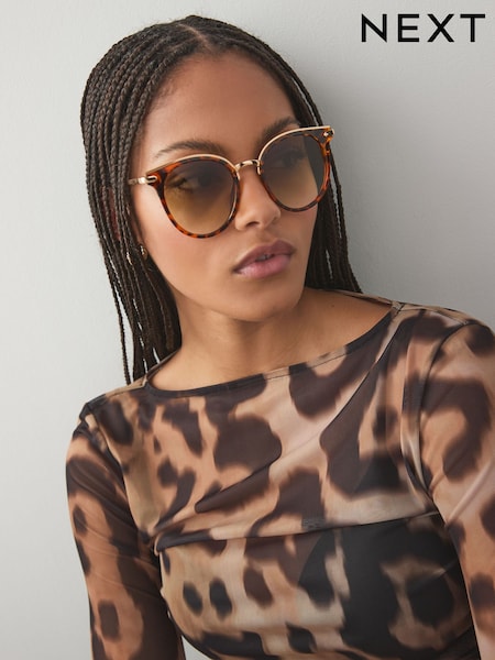 Tortoiseshell Brown Cateye Sunglasses (E85747) | kr191