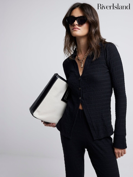 River Island Black Textured Shirt (E85883) | €21.50
