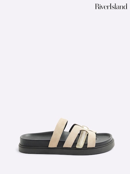 River Island Brown Cut-Out Footbed Sandals (E85889) | €65