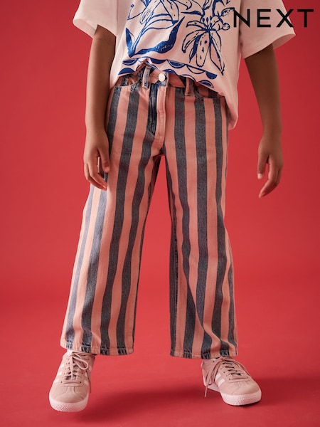 Pink and Denim Stripe Wide Leg Jeans (3-16yrs) (E85929) | R$ 175 - R$ 225