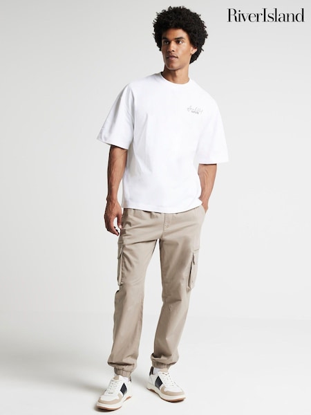 River Island Natural Regular Fit Cuffed Cargo Trousers (E85939) | €57