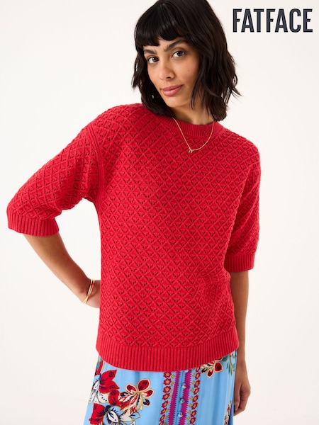 FatFace Maysie Red Knitted T-Shirt (E85945) | €66