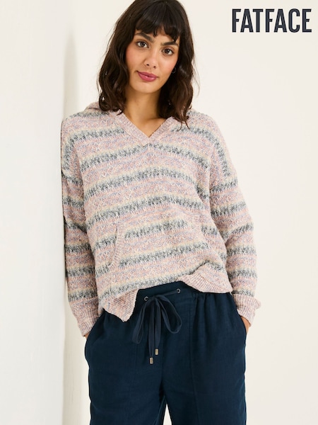 FatFace Pink Uma Knitted Textured Hoodie (E85949) | €46