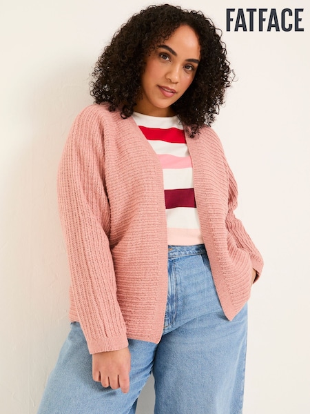 FatFace Kya Light Pink Knitted Kimono Cardigan (E85951) | ₪241