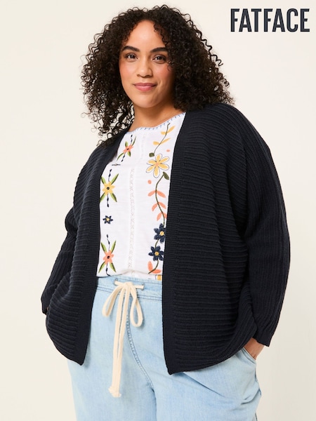 FatFace Kya Navy Knitted Kimono Cardigan (E85956) | ₪241
