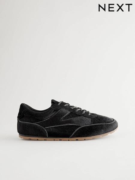 Musta - Premium Leather Slim Lace-up Trainers (E85987) | €92