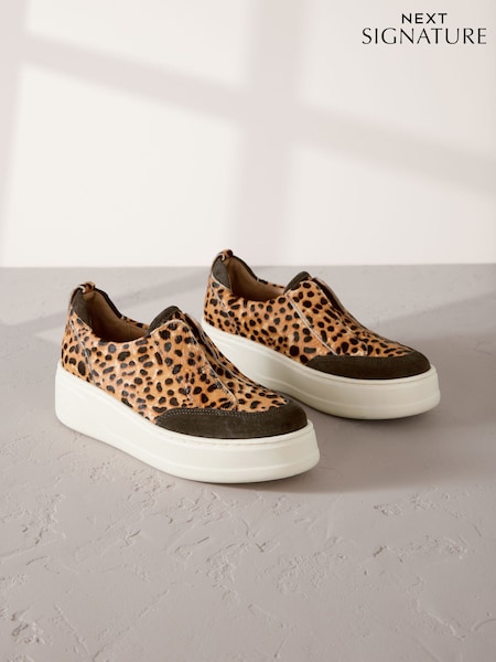 Animal Slip On Signature Forever Comfort® Leather Chunky Wedge Platform Trainers (E85991) | €65
