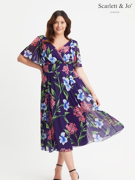 Scarlett & Jo Victoria Angel Sleeve Mesh Midi Long Dress (E86034) | 304 LEI