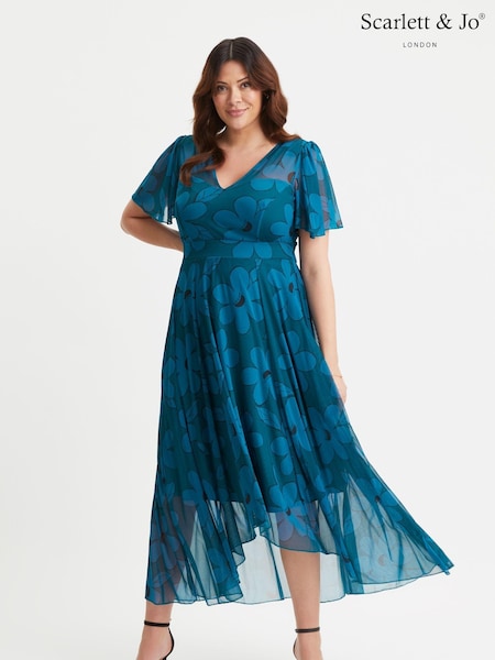 Scarlett & Jo Tilly Print Angel Sleeve Sweetheart Dress (E86035) | 70 €