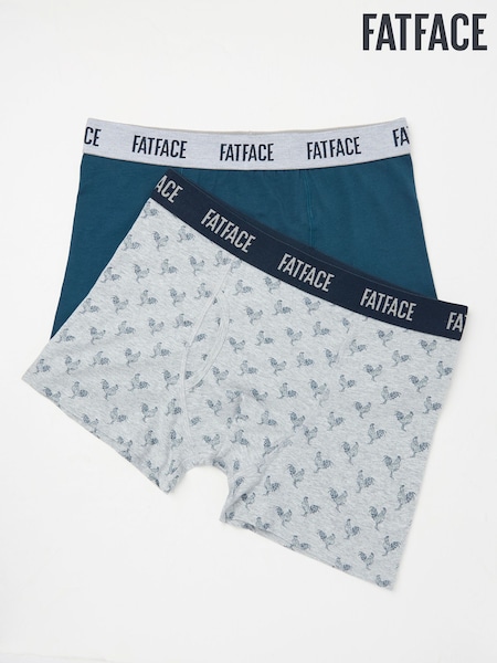 FatFace Blue & Grey Cockerel Classic Boxers 2 Pack (E86111) | €31