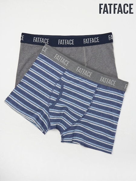 Grey & Blue Striped - Fatface Klassische Boxershorts im 2 er-Pack (E86114) | 34 €