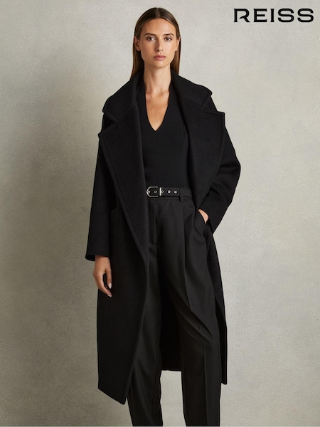 Musta - Reiss Bridget Wool-Blend Blindseam takki (E86183) | €595