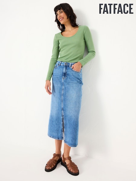 Kevyt Vihreä - FATFACE Ribbine Syvä O-kaula-aukko Top (E86215) | €46