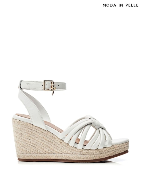 Alb - Moda in Pelle Rhina Tubular Strap Iuta Pantofi cu platformă (E86216) | 515 LEI
