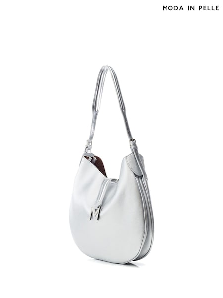 Moda in Pelle Kaffe Silver Shoulder Slouch Bag (E86226) | € 139