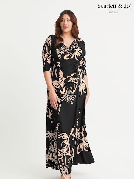 Scarlett & Jo Natural Cowl Neck Bustle Back Maxi Gown (E86292) | 7,210 UAH
