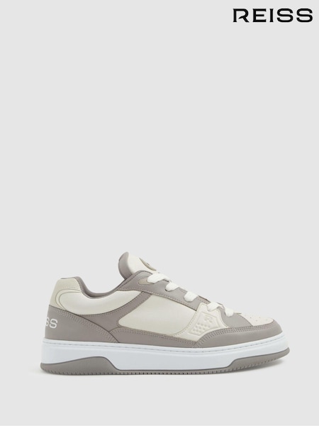 Reiss Grey Alvar Panelled Leather Trainers (E86306) | €287