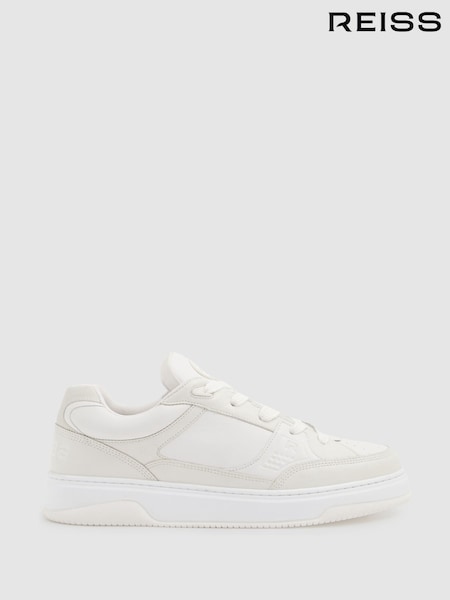 Reiss White Alvar Panelled Leather Trainers (E86307) | €287