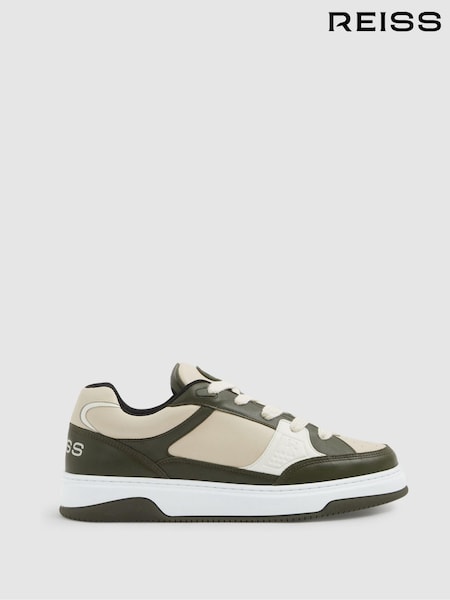 Reiss Green Alvar Panelled Leather Trainers (E86309) | €287