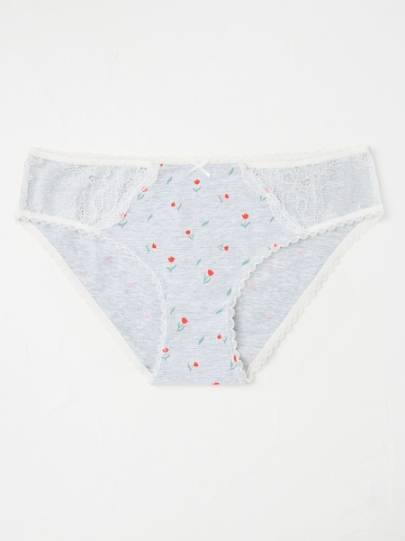 צבע אפור בעיטור פרח צבעוני - FatFace Mini Knickers (E86354) | ‏45‏₪