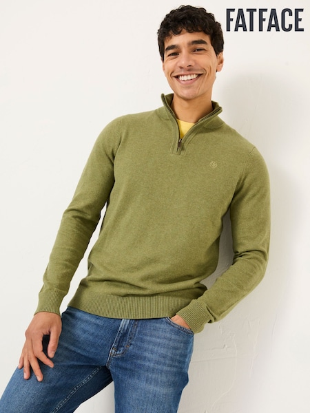 FatFace Rye Olive Green Half-Neck Jumper (E86355) | R$ 490
