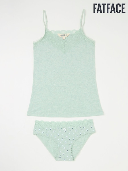 Grün mit floralem Print - FatFace Vest & Knicker Set (E86363) | 38 €
