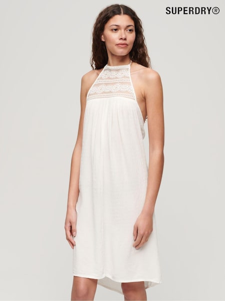 Superdry White Ibiza Halter Midi Dress (E86374) | €35