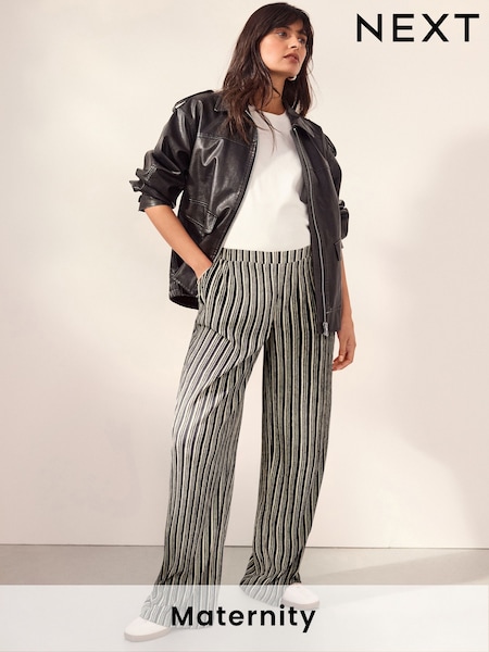 Black/White Maternity Wide Leg Trousers (E86420) | 1,237 UAH