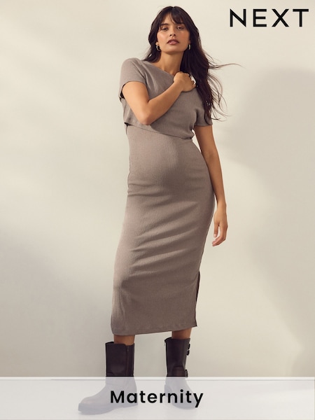 بني موكا - Maternity Nursing Shelf Dress (E86422) | ‏13.500 د.ك.‏