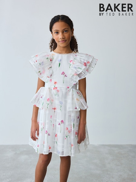 Baker by Ted Baker Floral Burnout Frill Tier Dress (E86437) | 296 QAR - 334 QAR