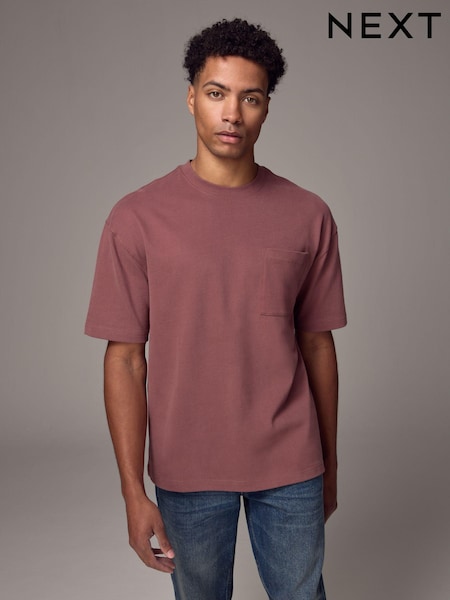 Pink Relaxed Fit Supersoft Heavyweight Pocket 100% Cotton T-Shirt (E86462) | € 24