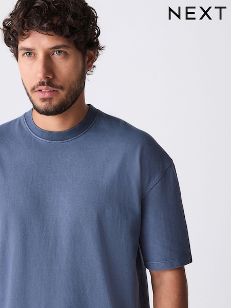 Blue Garment Dye Heavyweight Relaxed Cotton T-Shirt (E86467) | €19