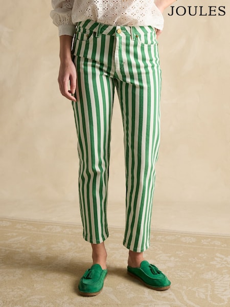 Joules Green Stripe Straight Fit Mid Rise Jeans (E86509) | €91