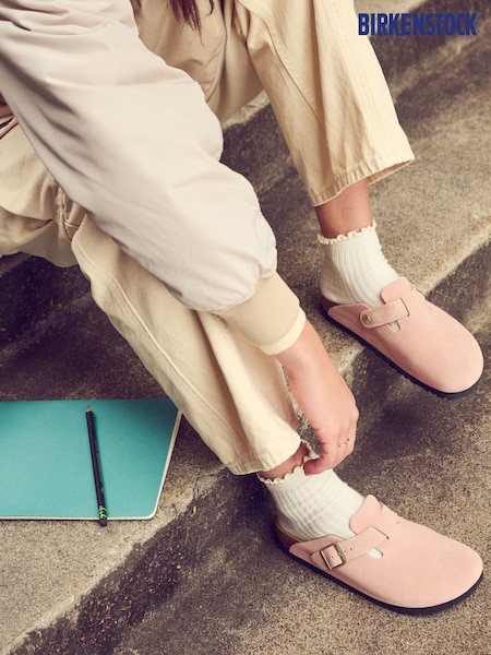 Roz - Sandale Birkenstock Boston din piele întoarsă (E86540) | 1,043 LEI