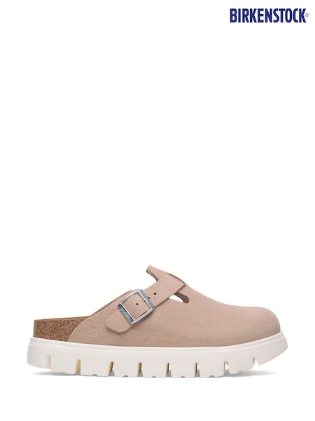 Birkenstock Pink Boston Papilio Suede Leather Clogs (E86543) | €166