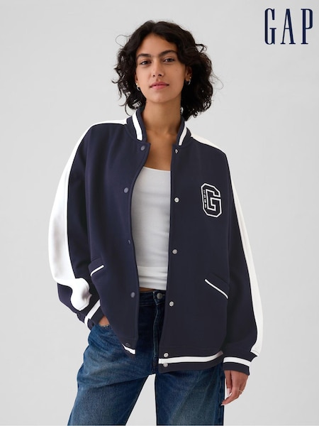 Gap Blue Vintage Soft Touch Logo Varsity Bomber Jacket (E86557) | €86