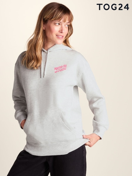 Grå - Tog 24 Positivity Supersoft Heavyweight Graphic Print Hoodie