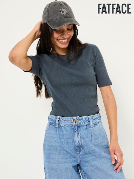 FatFace Callie Dark Blue Short Sleeve Top (E86603) | ₪138