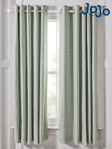 Jojo Maman Bébé Green Gingham Blackout Lined Curtains (E86607) | €68 - €116