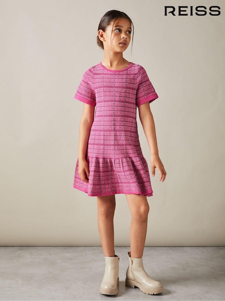 Reiss Pink Shona 4-9 yrs Cotton Blend Checked Smocked Dress (E86646) | €35